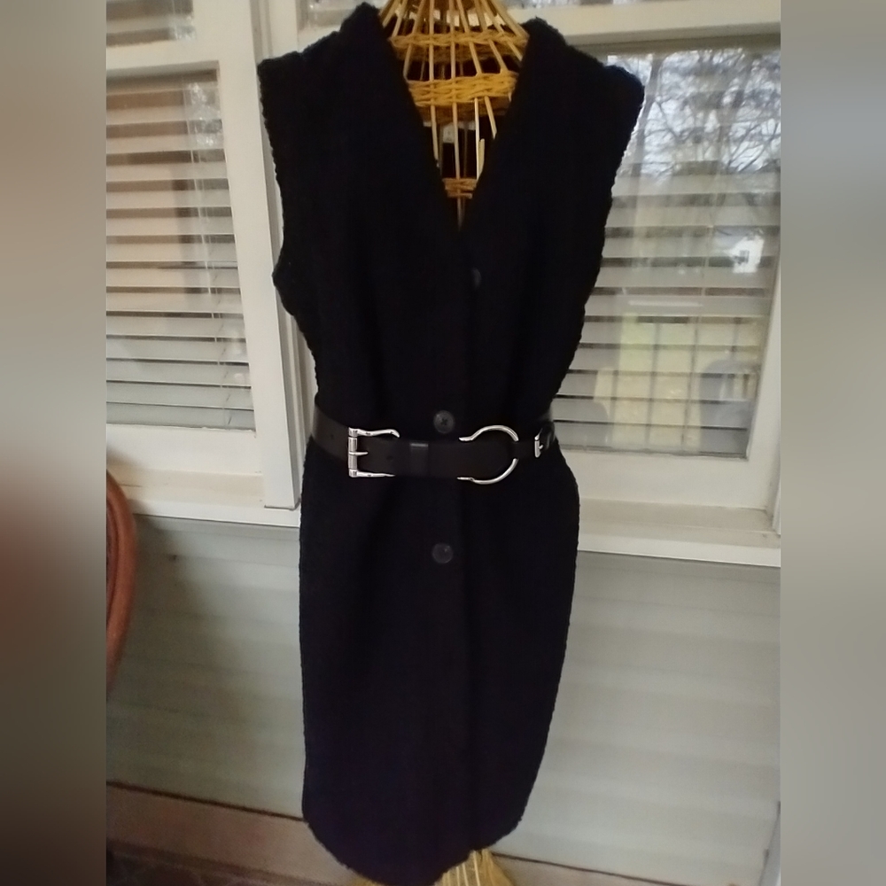 Coat/Duster Vest Curly Sherpa Style Button front Duster Vest - Picture 3 of 12